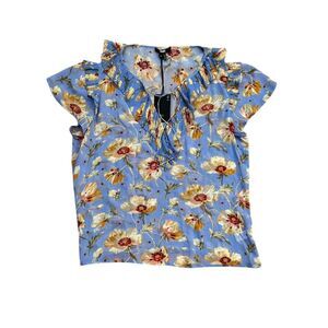 Paige100% Silk Floral Ruffle Sheer Romantic Top NWT — size XL
